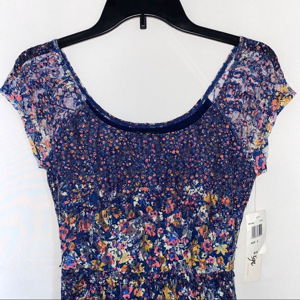Love Reign Navy Lace/Multicolor Floral Dress